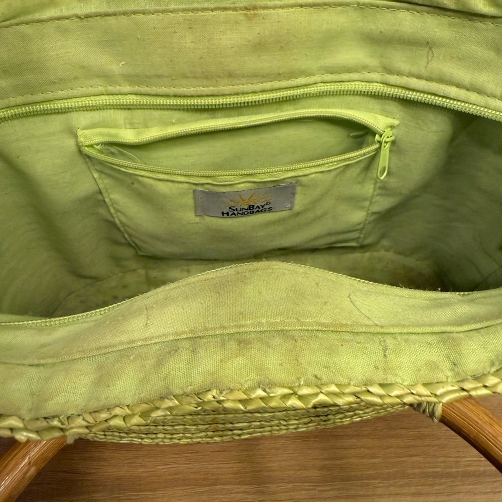 Sunbay straw purse with wooden handle - Picture 4 of 5